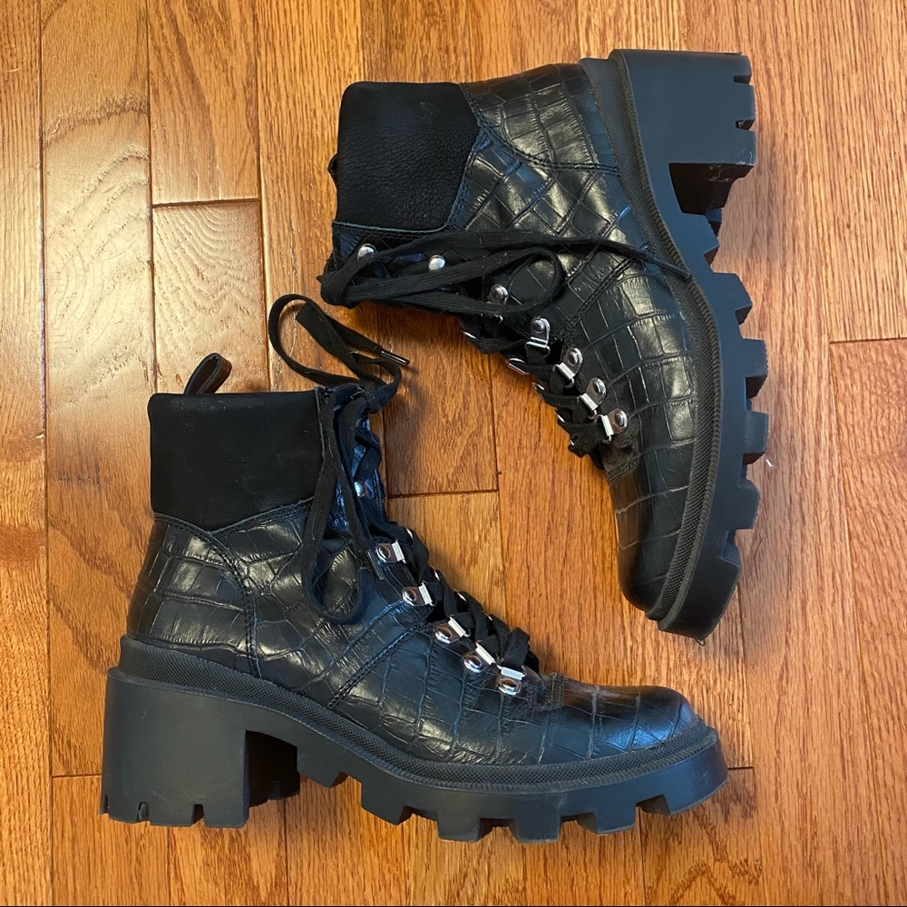 Dolce vita croc black lace up boot
